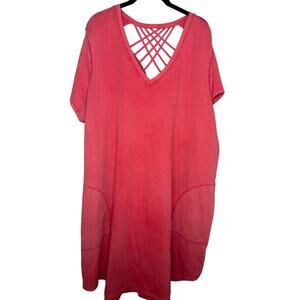 LIVI Active Athletic Dress V-Neck Plus Size 22/24 Coral Midi Active T-Shirt